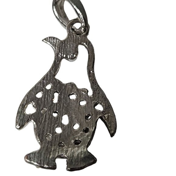 Penguin Rhinestone Pendant Charm Silver Tone Gift Bird Lovers Jewelry Women - Picture 2 of 4